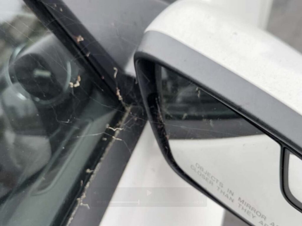 My 2012 Ford Mustang GT cobwebs and dirt around the side view mirrors